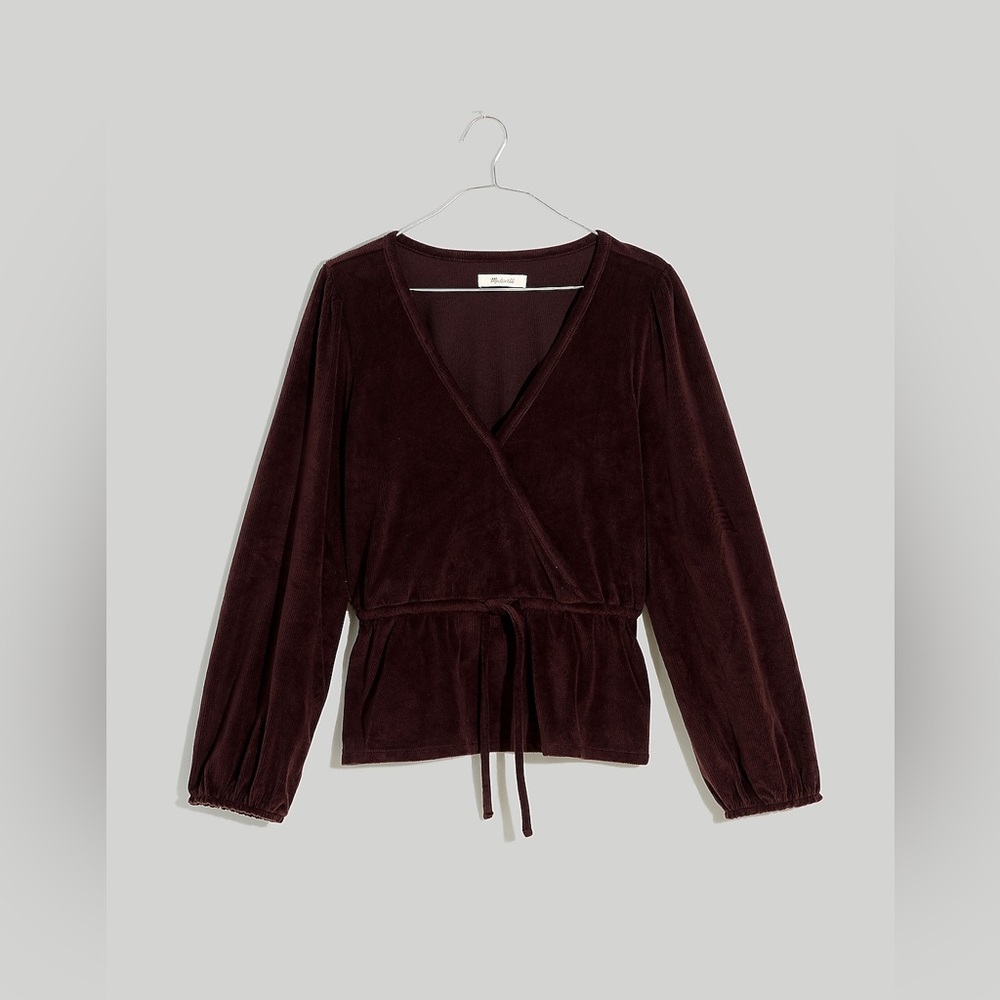 Madewell Women’s Plus Corduroy Tied Front Faux Wrap Top -2X